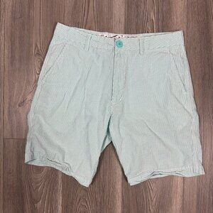US Vintage by Exist Men’s Aqua White Seersucker Shorts Size S Summer Preppy‎